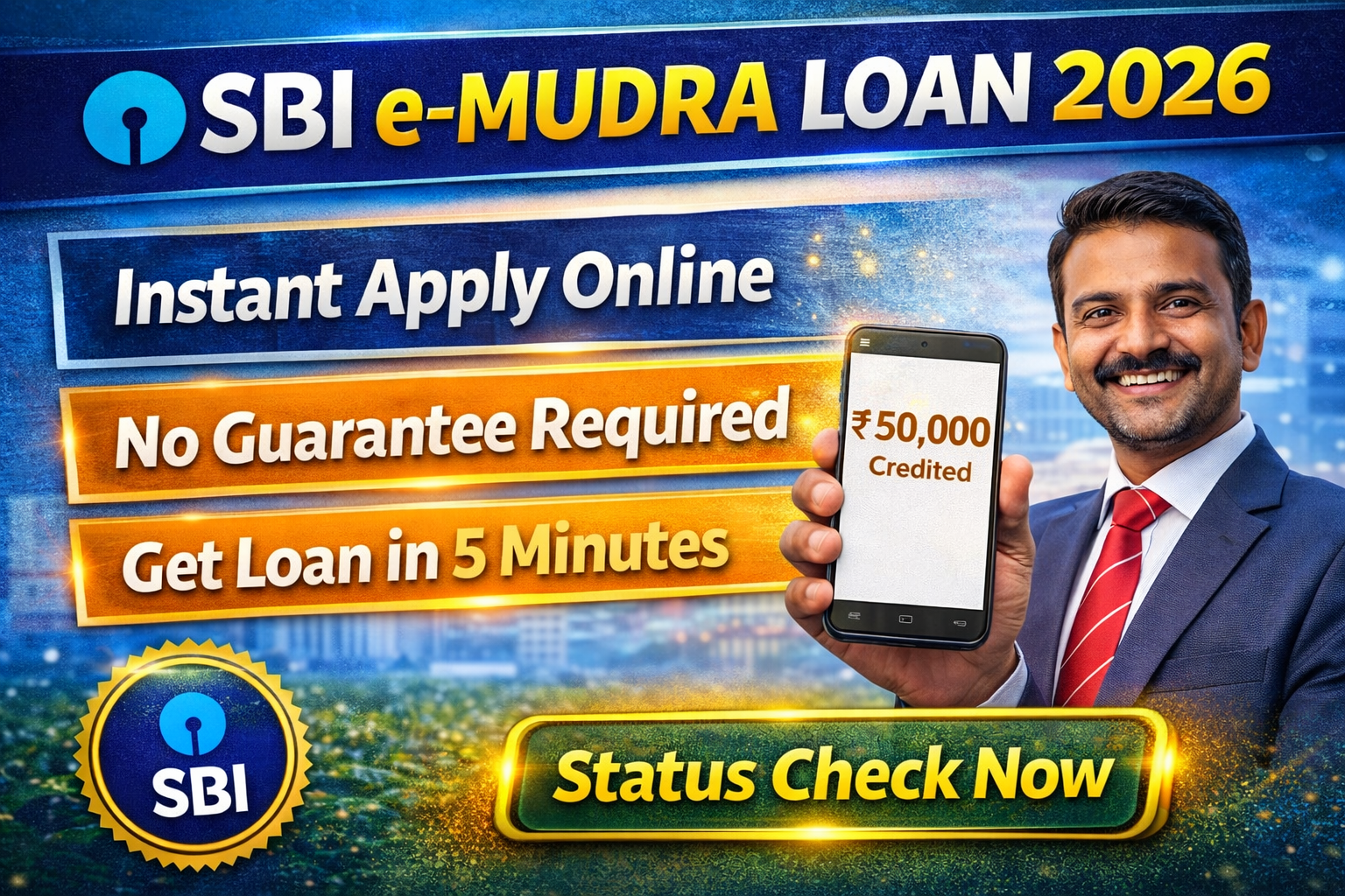 SBI e Mudra Loan Apply Online 2026: SBI ई – मुद्रा 50,000 लोन ऑनलाइन- Full Details